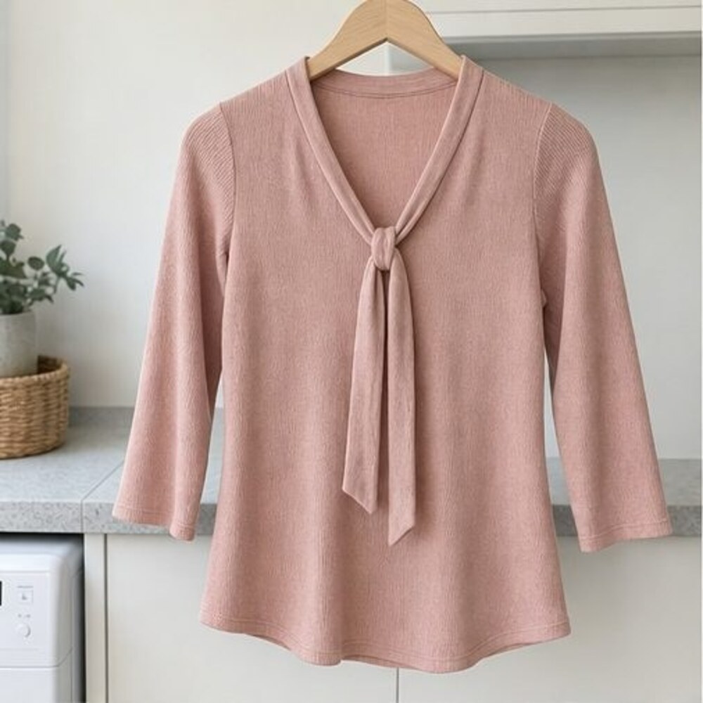 Taupe Tie Neck Blouse